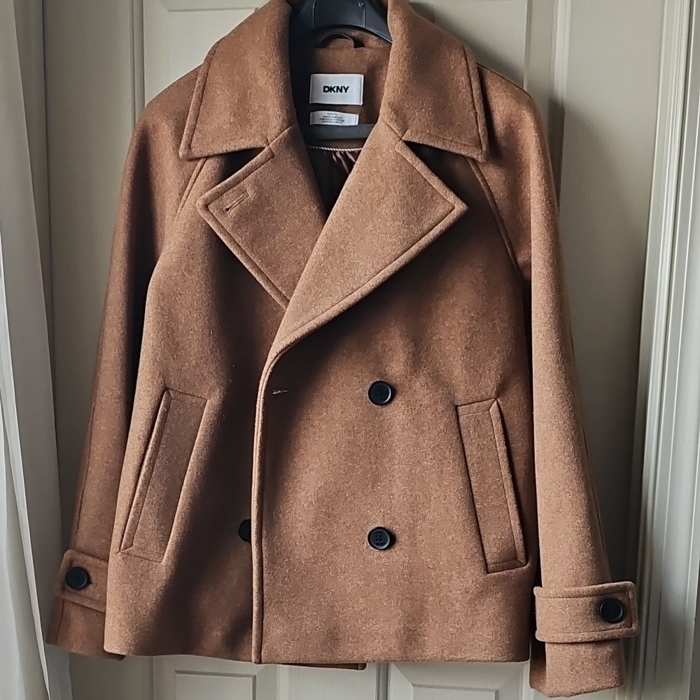 DKNY Tan Peacoat